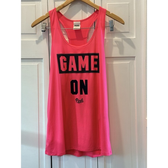 Victoria's Secret Tops - Neon PINK Victorias Secret Racerback Tank Top Sz S "GAME ON" Y2K 90s Sporty NWOT